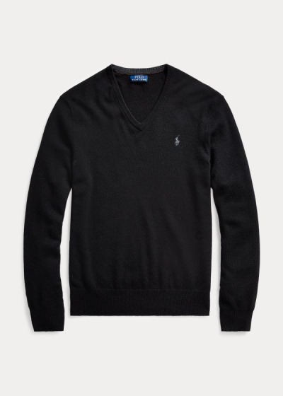 Polo Ralph Lauren Merino Wool V-Neck Striktrøje Herre Danmark (GKSNY7645)